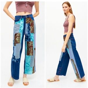 BDG Boho Velvet Denim Patchwork Hippie Relaxed Fit Jean Jacquard